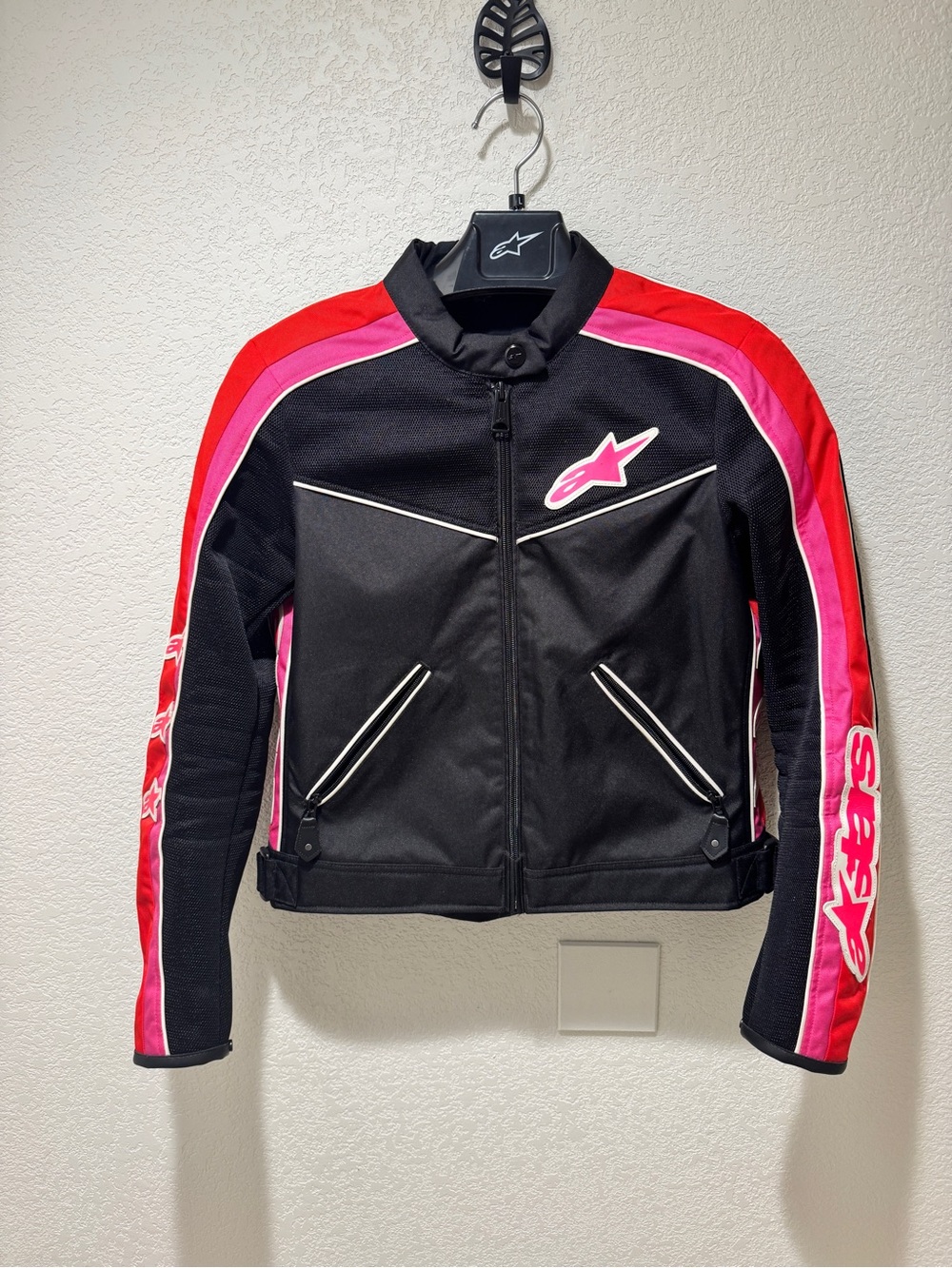 Alpinestars Black Jacket with Pink & Red Accents